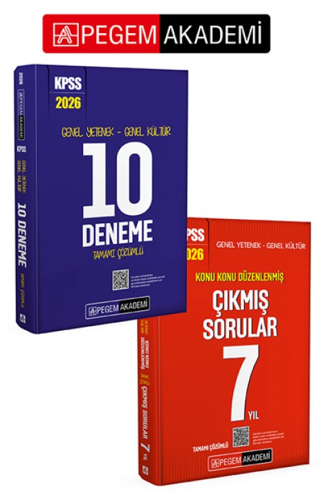 PEGEM AKADEMİ 2026 KPSS Genel Yetenek Genel Kültür Tamamı Çözümlü 10 Deneme + 2026 KPSS Genel Yetenek Genel Kültür Konu Konu Düzenlenmiş Tamamı Çözümlü Çıkmış Sorular 7 Yıl Seti (2.Kitap)