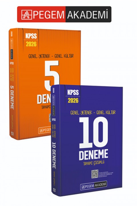 PEGEM AKADEMİ 2026 KPSS Genel Yetenek Genel Kültür Tamamı Çözümlü 15 Deneme Seti (2.Kitap)