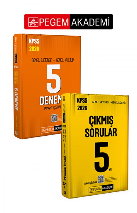 PEGEM AKADEMİ 2026 KPSS Genel Yetenek Genel Kültür Tamamı Çözümlü Çıkmış Sorular 5 Yıl + 2026 KPSS Genel Yetenek Genel Kültür Tamamı Çözümlü 5 Deneme Seti (2.Kitap)