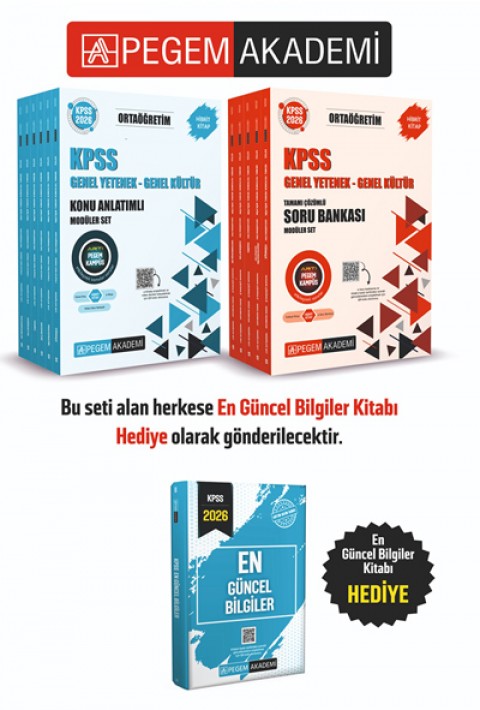 PEGEM AKADEMİ 2026 KPSS Ortaöğretim Genel Yetenek Genel Kültür Konu Anlatımlı Modüler Set (6 Kitap) + 2026 KPSS Genel Yetenek Genel Kültür Ortaöğretim Tamamı Çözümlü Soru Bankası Modüler Set (5 Kitap) Seti (11.Kitap) Güncel Bilgiler H