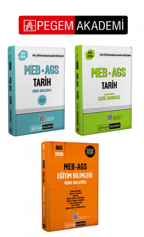 PEGEM AKADEMİ 2026 MEB AGS Eğitim Bilimleri Konu Anlatımlı +  2026 MEB AGS Soru Bankası Tamamı Çözümlü Tarih + 2026 MEB AGS Konu Anlatımlı Tarih Seti (3.Kitap)