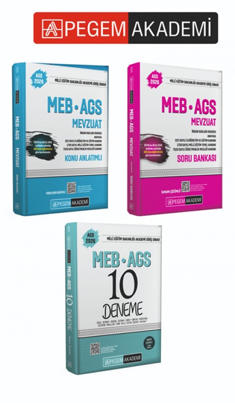 PEGEM AKADEMİ 2026 MEB-AGS Konu Anlatımlı Mevzuat + 2026 MEB-AGS Soru Bankası Tamamı Çözümlü Mevzuat + 2026 MEB AGS Tamamı Çözümlü 10 Deneme Seti (3.Kitap)