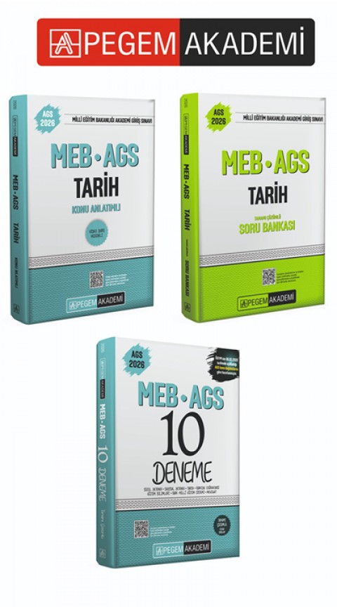 PEGEM AKADEMİ 2026 MEB-AGS Konu Anlatımlı Tarih +  2026 MEB-AGS Soru Bankası Tamamı Çözümlü Tarih + 2026 MEB AGS Tamamı Çözümlü 10 Deneme Seti (3.Kitap)