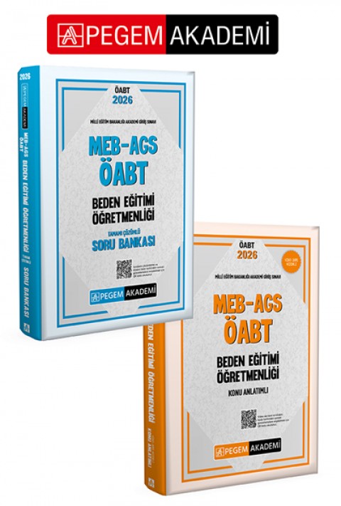 PEGEM AKADEMİ 2026 MEB AGS ÖABT Beden Eğitimi Öğretmenliği Konu Anlatımlı + 2026 MEB AGS ÖABT Beden Eğitimi Öğretmenliği Tamamı Çözümlü Soru Bankası Seti (2.Kitap)