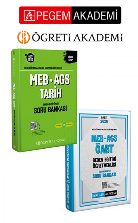 PEGEM AKADEMİ 2026 MEB AGS ÖABT Beden Eğitimi Öğretmenliği Tamamı Çözümlü Soru Bankası  + 2025 MEB-AGS Soru Bankası Tamamı Çözümlü Tarih Seti (2.Kitap)