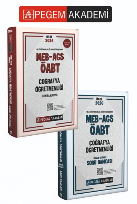 PEGEM AKADEMİ 2026 MEB AGS ÖABT Coğrafya Öğretmenliği Konu Anlatımlı + 2026 MEB AGS ÖABT Coğrafya Öğretmenliği Tamamı Çözümlü Soru Bankası Seti (2.Kitap)