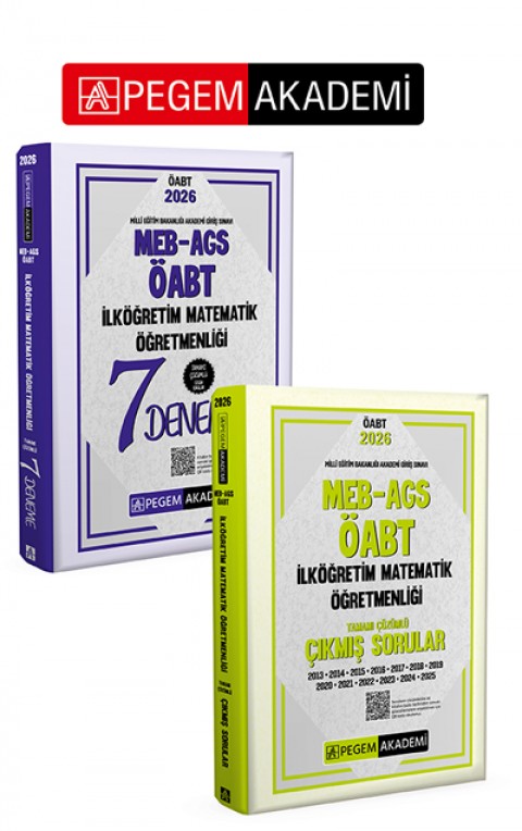 PEGEM AKADEMİ 2026 MEB AGS ÖABT İlköğretim Matematik Öğretmenliği Tamamı Çözümlü Çıkmış Sorular + 2026 MEB AGS ÖABT İlköğretim Matematik Öğretmenliği Tamamı Çözümlü 7 Deneme Seti (2.Kitap)