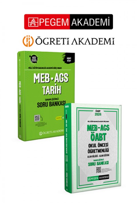 PEGEM AKADEMİ 2026 MEB AGS ÖABT Okul Öncesi Öğretmenliği Alan Bilgisi - Alan Eğitimi Tamamı Çözümlü Soru Bankası  + 2025 MEB-AGS Soru Bankası Tamamı Çözümlü Tarih Seti (2.Kitap)