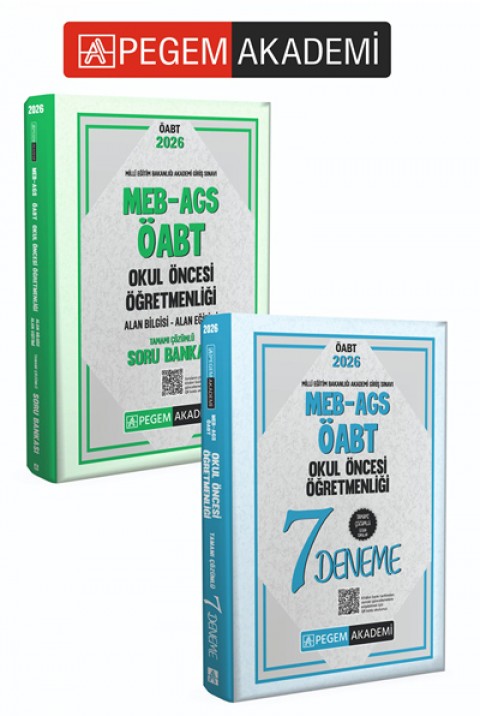 PEGEM AKADEMİ 2026 MEB AGS ÖABT Okul Öncesi Öğretmenliği Alan Bilgisi - Alan Eğitimi Tamamı Çözümlü Soru Bankası + 2026 MEB AGS ÖABT Okul Öncesi Öğretmenliği Tamamı Çözümlü 7 Deneme Seti (2.Kitap)