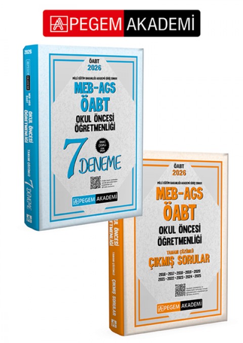 PEGEM AKADEMİ 2026 MEB AGS ÖABT Okul Öncesi Öğretmenliği Tamamı Çözümlü Çıkmış Sorular + 2026 MEB AGS ÖABT Okul Öncesi Öğretmenliği Tamamı Çözümlü 7 Deneme Seti (2.Kitap)