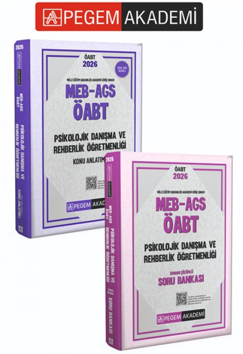 PEGEM AKADEMİ 2026 MEB AGS ÖABT Psikolojik Danışma ve Rehberlik Konu Anlatımlı + 2026 MEB AGS ÖABT Psikolojik Danışma ve Rehberlik Tamamı Çözümlü Soru Bankası Seti (2.Kitap)