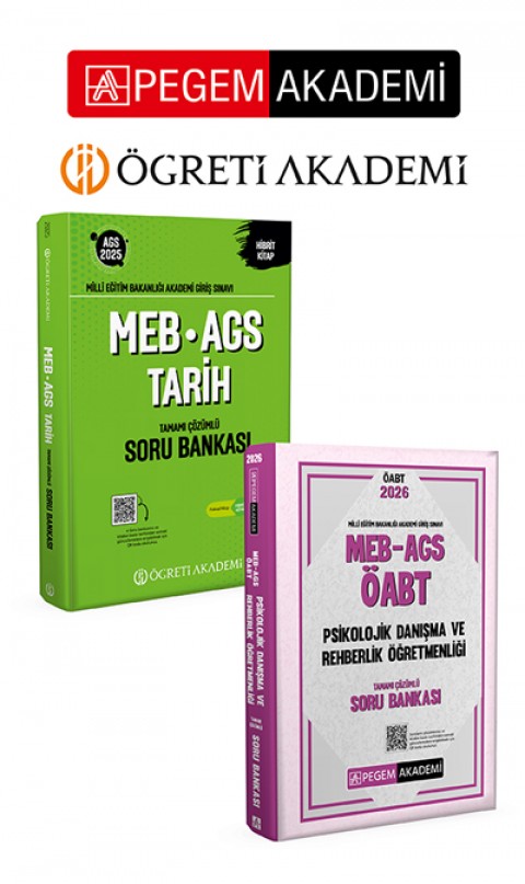 PEGEM AKADEMİ 2026 MEB AGS ÖABT Psikolojik Danışma ve Rehberlik Tamamı Çözümlü Soru Bankası + 2025 MEB-AGS Soru Bankası Tamamı Çözümlü Tarih Seti (2.Kitap)