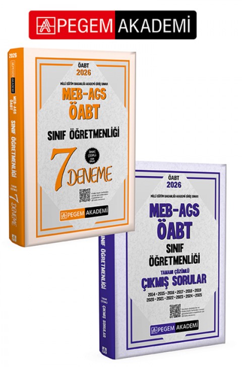 PEGEM AKADEMİ 2026 MEB AGS ÖABT Sınıf Öğretmenliği Tamamı Çözümlü Çıkmış Sorular + 2026 MEB AGS ÖABT Sınıf Öğretmenliği Tamamı Çözümlü 7 Deneme Seti (2.Kitap)