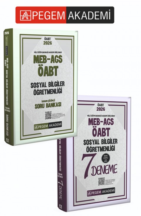 PEGEM AKADEMİ 2026 MEB AGS ÖABT Sosyal Bilgiler Öğretmenliği Tamamı Çözümlü Soru Bankası + 2026 MEB AGS ÖABT Sosyal Bilgiler Öğretmenliği Tamamı Çözümlü 7 Deneme Seti (2.Kitap)