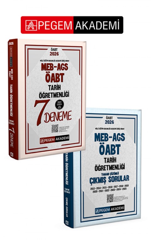 PEGEM AKADEMİ 2026 MEB AGS ÖABT Tarih Öğretmenliği Tamamı Çözümü Çıkmış Sorular + 2026 MEB AGS ÖABT Tarih Öğretmenliği Tamamı Çözümlü 7 Deneme Seti (2.Kitap)