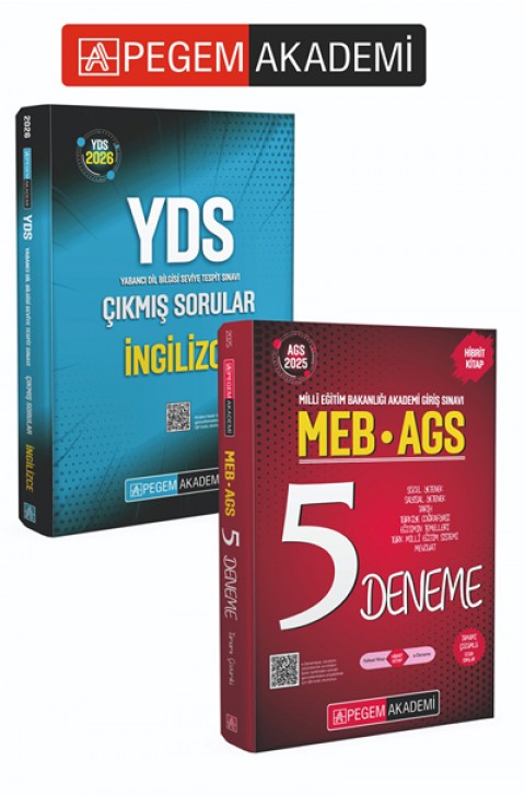 PEGEM AKADEMİ 2025 MEB-AGS Tamamı Çözümlü 5 Deneme + 2026 YDS İngilizce Çıkmış Sorular Seti (2.Kitap)