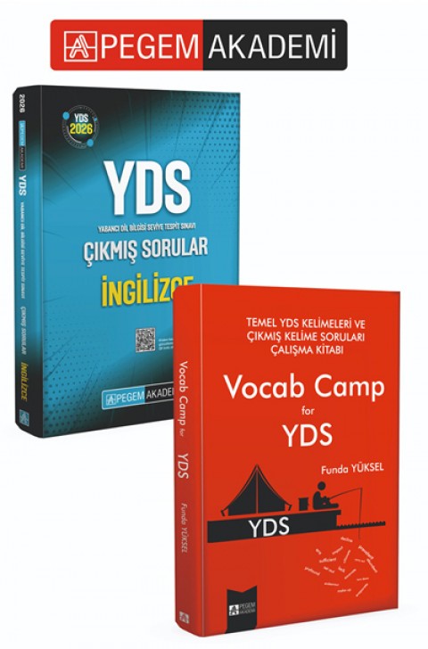 PEGEM AKADEMİ 2026 YDS İngilizce Çıkmış Sorular + Temel YDS Kelimeleri ve Çıkmış Kelime Soruları Çalışma Kitabı Vocab Camp for YDS (Roman Boy) Seti (2.Kitap)