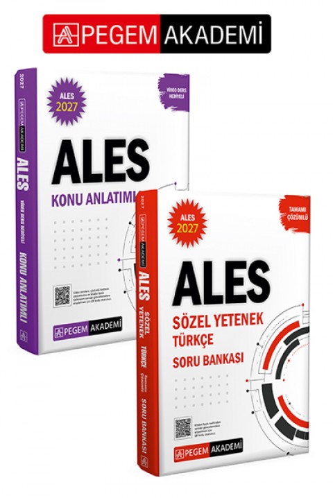 PEGEM AKADEMİ 2027 ALES Konu Anlatımlı (Video Ders Hediyeli) + 2027 ALES Sözel Yetenek Türkçe Tamamı Çözümlü Soru Bankası Seti (2.Kitap)