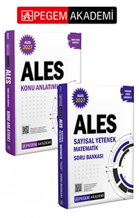PEGEM AKADEMİ 2027 ALES Sayısal Yetenek Matematik Tamamı Video Çözümlü Soru Bankası + 2027 ALES Konu Anlatımlı (Video Ders Hediyeli) Seti (2.Kitap)