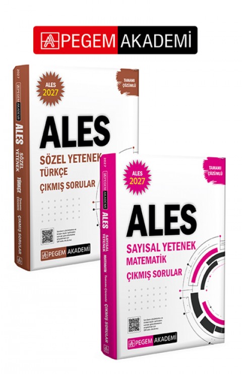 PEGEM AKADEMİ 2027 ALES Sözel Yetenek Türkçe Tamamı Çözümlü Çıkmış Sorular + 2027 ALES Sayısal Yetenek Matematik Tamamı Çözümlü Çıkmış Sorular Seti (2.Kitap)