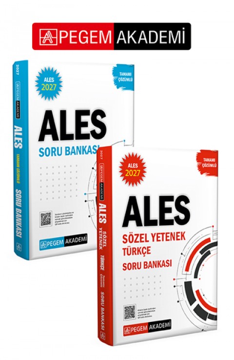 PEGEM AKADEMİ 2027 ALES Tamamı Çözümlü Soru Bankası + 2027 ALES Sözel Yetenek Türkçe Tamamı Çözümlü Soru Bankası Seti (2.Kitap)