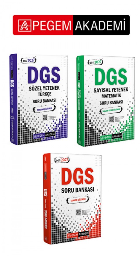PEGEM AKADEMİ 2027 DGS Sözel Yetenek Türkçe Tamamı Çözümlü Soru Bankası + 2027 DGS Sayısal Yetenek Matematik Tamamı Video Çözümlü Soru Bankası + 2027 DGS Tamamı Çözümlü Soru Bankası Seti (3.Kitap)
