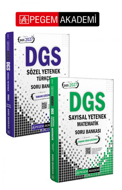 PEGEM AKADEMİ 2027 DGS Sözel Yetenek Türkçe Tamamı Çözümlü Soru Bankası + 2027 DGS Sayısal Yetenek Matematik Tamamı Video Çözümlü Soru Bankası Seti (2.Kitap)