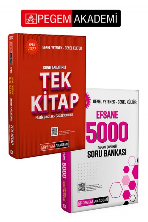 PEGEM AKADEMİ 2027 KPSS Genel Yetenek Genel Kültür Efsane 5000 Soru Bankası + 2027 KPSS Genel Yetenek Genel Kültür Konu Anlatımlı Tek Kitap  Seti (2 kitap)