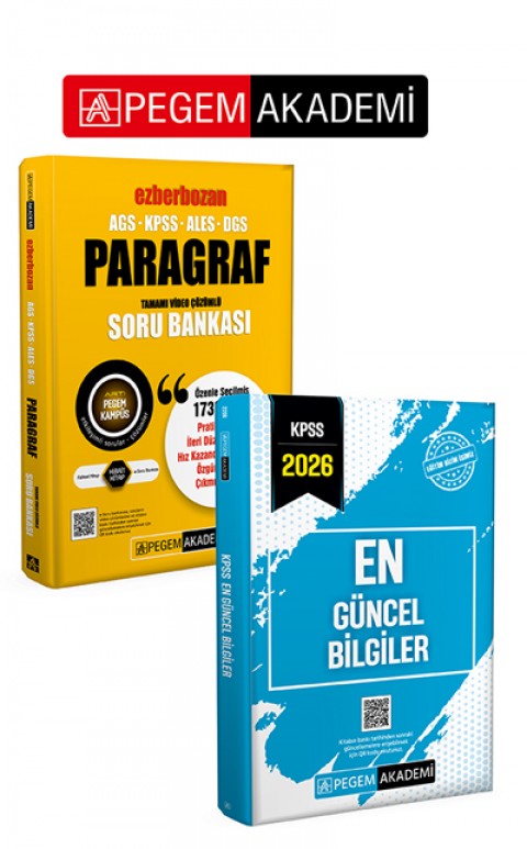 PEGEM AKADEMİ AGS-KPSS-ALES-DGS Ezberbozan Paragraf Tamamı Video Çözümlü Soru Bankası + 2026 KPSS En Güncel Bilgiler Seti (2.Kitap)