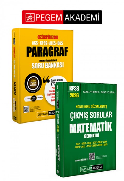 PEGEM AKADEMİ AGS-KPSS-ALES-DGS Ezberbozan Paragraf Tamamı Video Çözümlü Soru Bankası + 2026 KPSS Genel Yetenek Genel Kültür Konu Konu Düzenlenmiş Tamamı Çözümlü Çıkmış Sorular MATEMATİK GEOMETRİ Seti (2.Kitap)