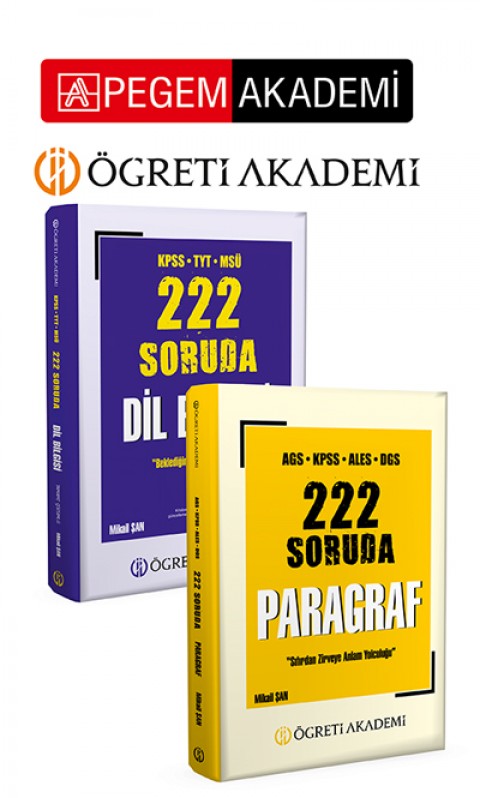 PEGEM AKADEMİ KPSS TYT MSÜ 222 Soruda Dil Bilgisi Tamamı Çözümlü Özgün Sorular + AGS KPSS ALES DGS 222 Soruda Paragraf Seti (2.Kitap)