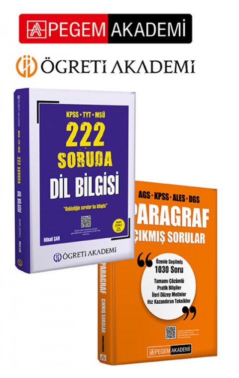 PEGEM AKADEMİ KPSS TYT MSÜ 222 Soruda Dil Bilgisi Tamamı Çözümlü Özgün Sorular +  Paragraf Çıkmış Sorular Seti (2.Kitap)