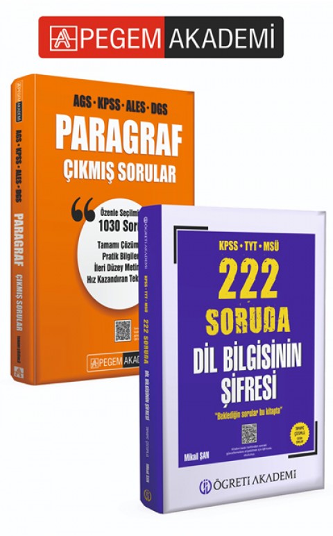 PEGEM AKADEMİ KPSS TYT MSÜ 222 Soruda Dil Bilgisinin Şifresi Tamamı Çözümlü Özgün Sorular +  Paragraf Çıkmış Sorular Seti (2.Kitap)