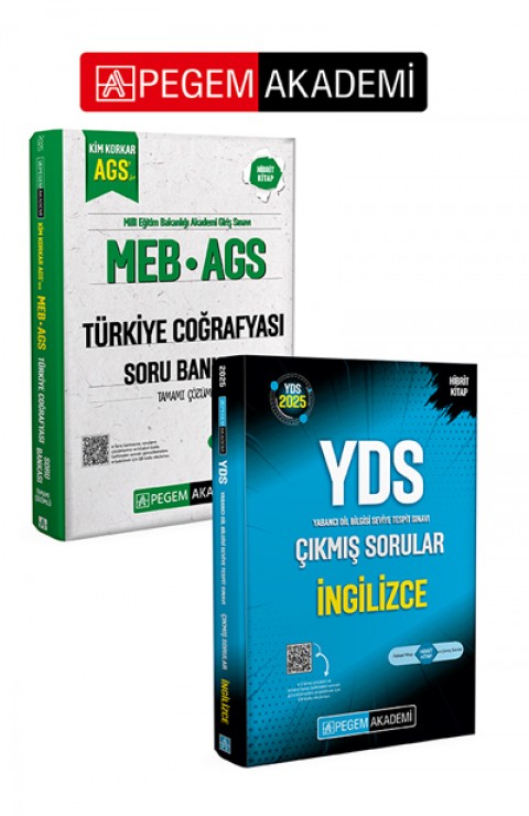 PEGEM AKADEMİ MEB AGS Kim Korkar Türkiye Coğrafyası Soru Bankası Tamamı Çözümlü + 2025 YDS İngilizce Çıkmış Sorular Seti (2.Kitap)