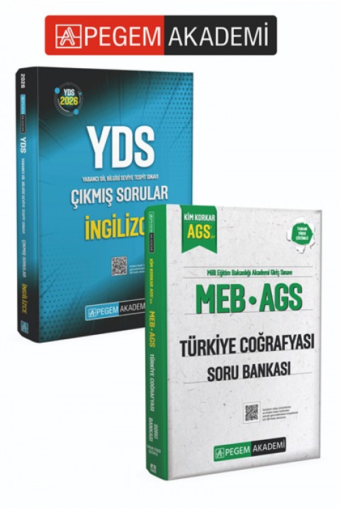 PEGEM AKADEMİ MEB AGS Kim Korkar Türkiye Coğrafyası Soru Bankası Tamamı Çözümlü + 2026 YDS İngilizce Çıkmış Sorular Seti (2.Kitap)