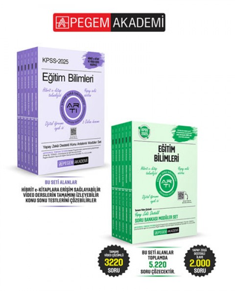 Pegem Akademi 2025 KPSS Eğitim Bilimleri Konu Anlatımlı Modüler Set + 2025 KPSS Eğitim Bilimleri Tamamı Video Çözümlü Soru Bankası Modüler Seti (6 Kitap) Seti (2.Set 12.Kitap)