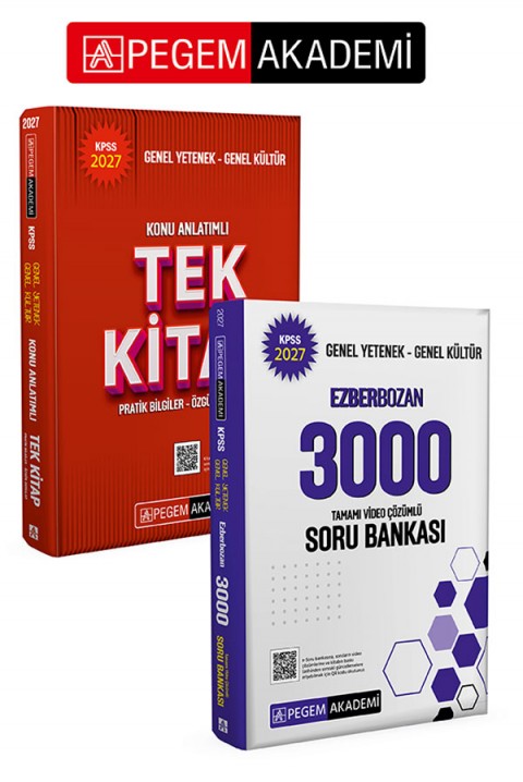 Pegem Akademi 2027 KPSS Genel Yetenek Genel Kültür Ezberbozan 3000 Soru Bankası + 2027 KPSS Genel Yetenek Genel Kültür Konu Anlatımlı Tek Kitap Seti (2 Kitap)