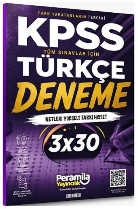 Peramila Yayıncılık KPSS Tüm Sınavlar İçin Türkçe 3x30 Deneme Tamamı QR Çözümlü