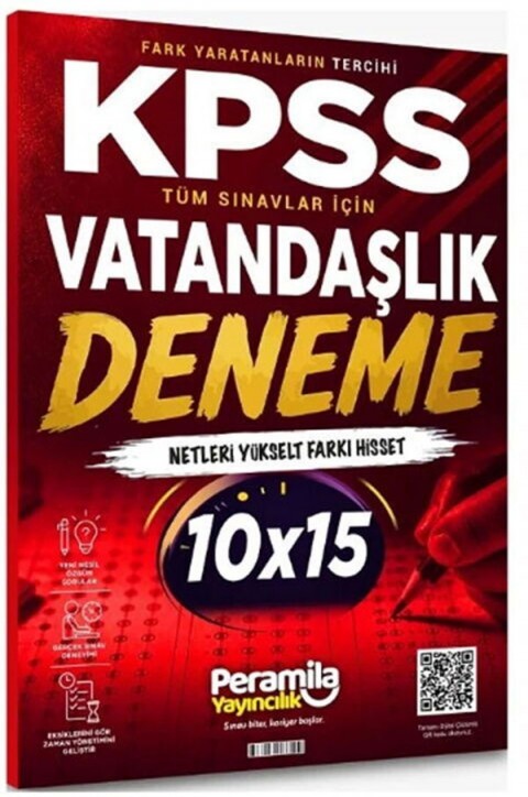 Peramila Yayıncılık KPSS Tüm Sınavlar İçin Vatandaşlık  10x15 Deneme  Tamamı QR Çözümlü