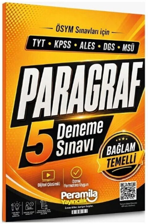 Peramila Yayıncılık TYT KPSS ALES DGS MSÜ Paragraf Bağlam Temelli 5 Deneme Tamamı QR Çözümlü